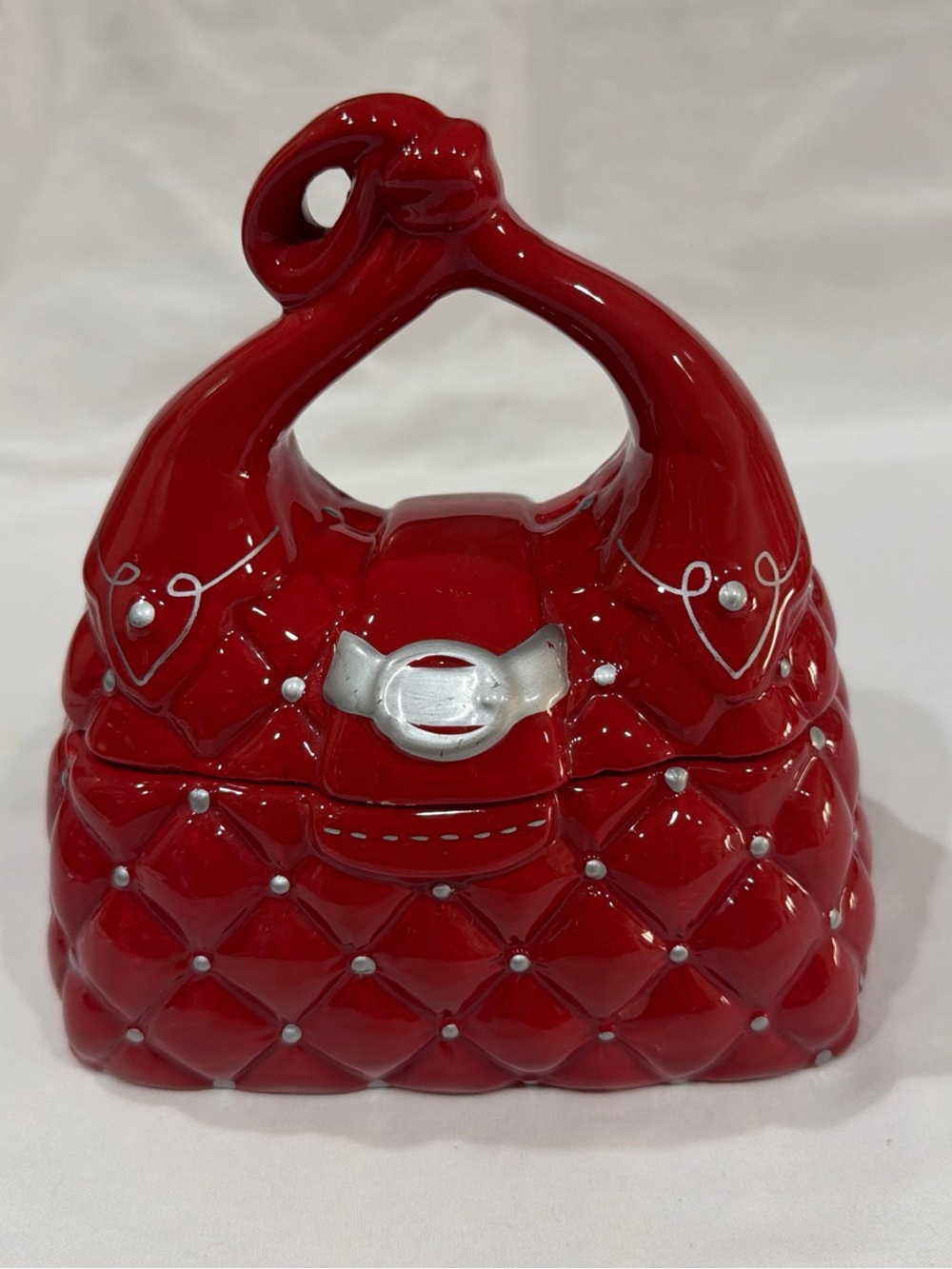 Vintage Red Quilted Mini Bag Trinket Box - Decorative Mini Purse